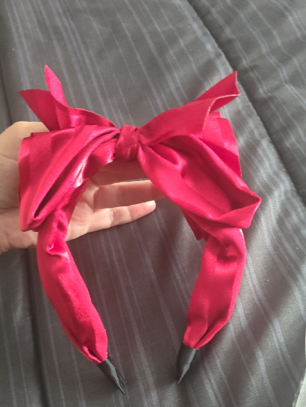 Bright Pink Satin Bow Headband - Statement Accessory